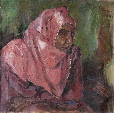 Portrait, D'une, Femme, Portant, Un, Hijab, Rose