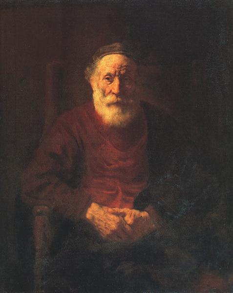 Porträt eines alten Mannes in rot gekleidet - 1654