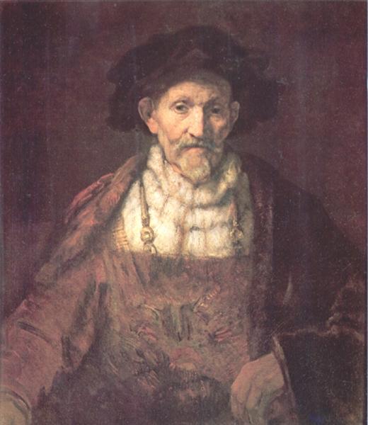 Porträt eines alten Mannes in rot gekleidet - 1654