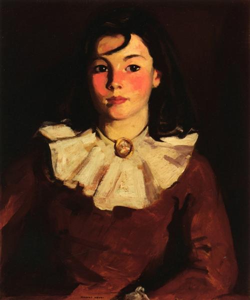 Portrait de visage avec une robe rouge