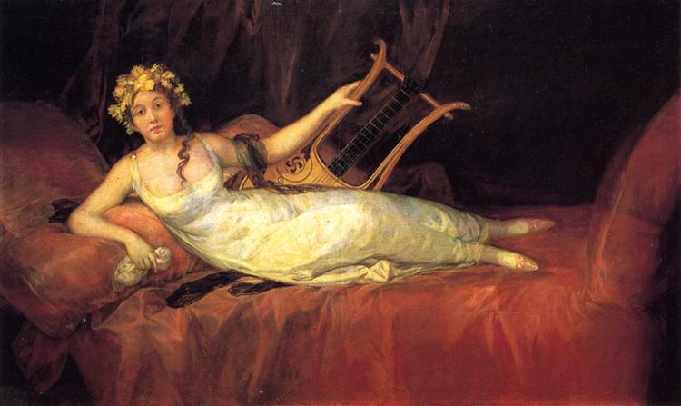 Porträt der Joaquina - Nee Tellez Giron und Alfonso Pimental - X Marquesa de Santa Cruz als Muse - Euterpe - 1805
