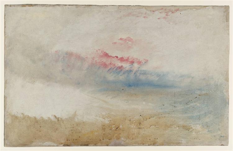 Ciel rouge sur une plage - 1845