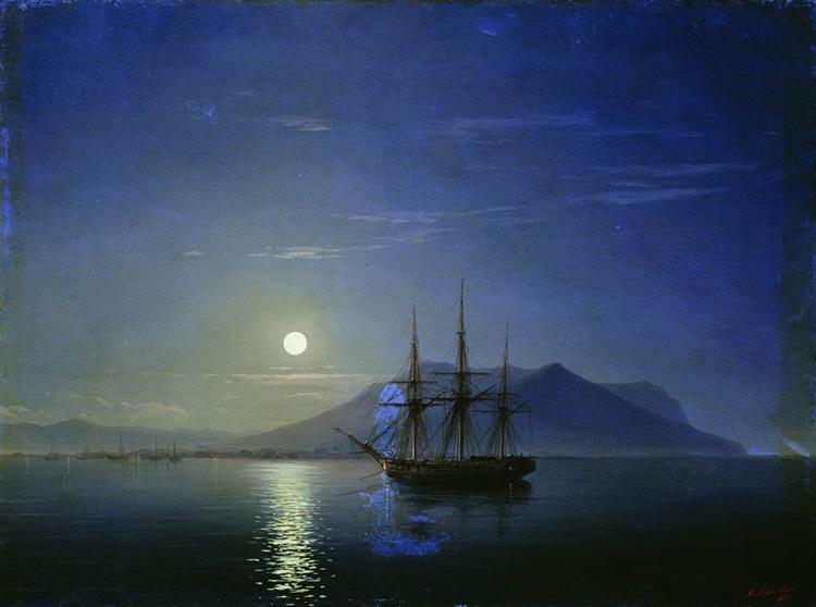 Navigation de la côte de la Crimée un soir de lune - 1858
