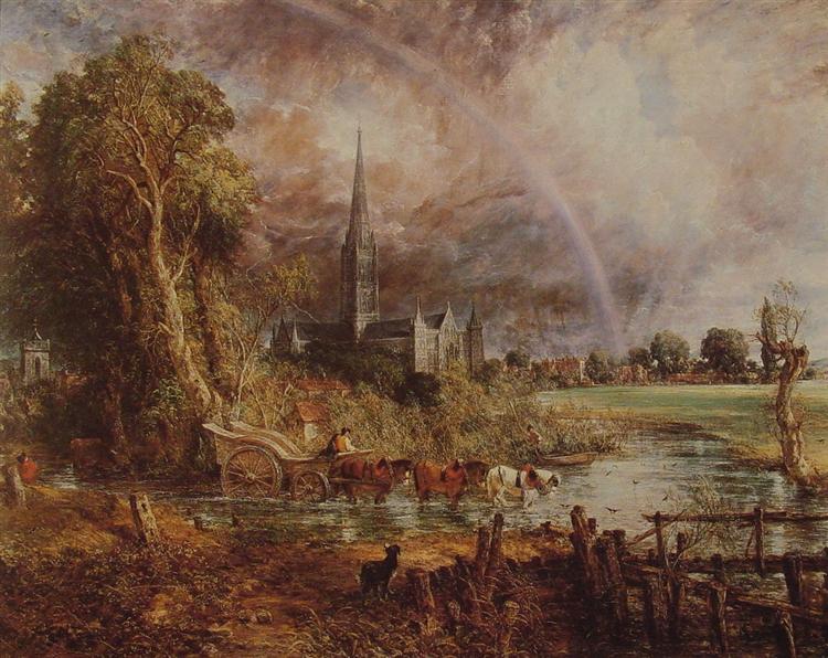 Salisbury katedrála z Meadows - 1831