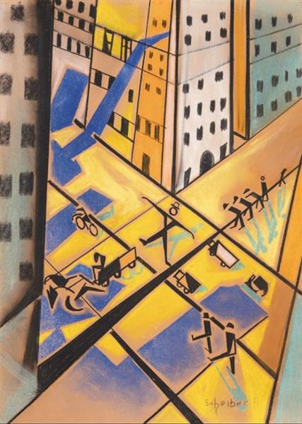 Nagyvárosi Keresztez - Pasztell - Papir - 60x42cm