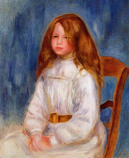 Fille envoyée avec fond bleu - 1890