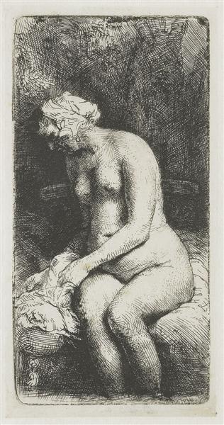 Femeie dezbrăcată (femeie care își scaldă picioarele într -un pârâu) - 1658