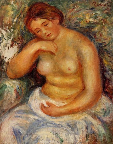 Desnudo Sentado Con Un Ramo - 1915