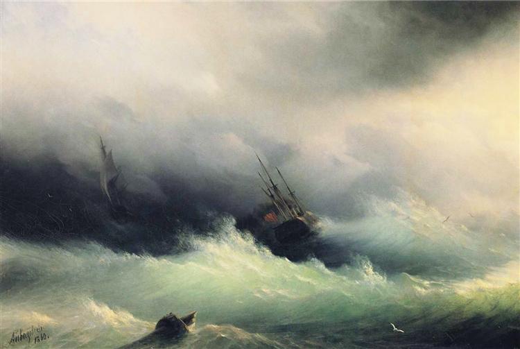 Fartyg i en storm - 1860