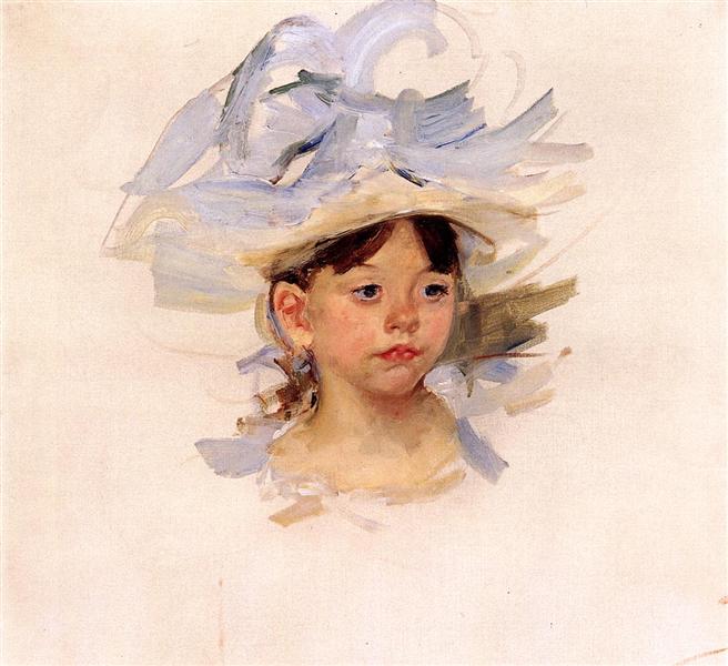 Ellen Cassatt Sketch s velkým modrým kloboukem - 1905