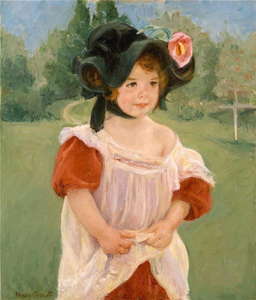 Primavera Margot em pé em um jardim - 1900