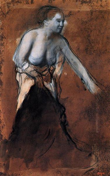 Frau mit nacktem Torso stehend - 1868