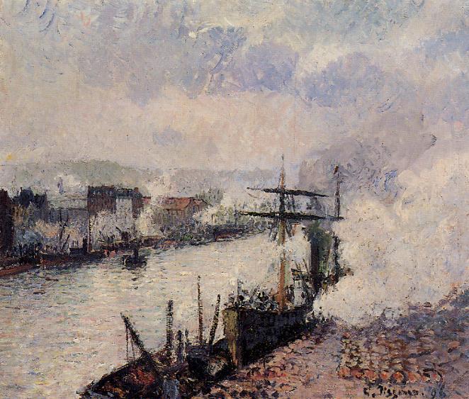 Parní lodě v přístavu Rouen - 1896