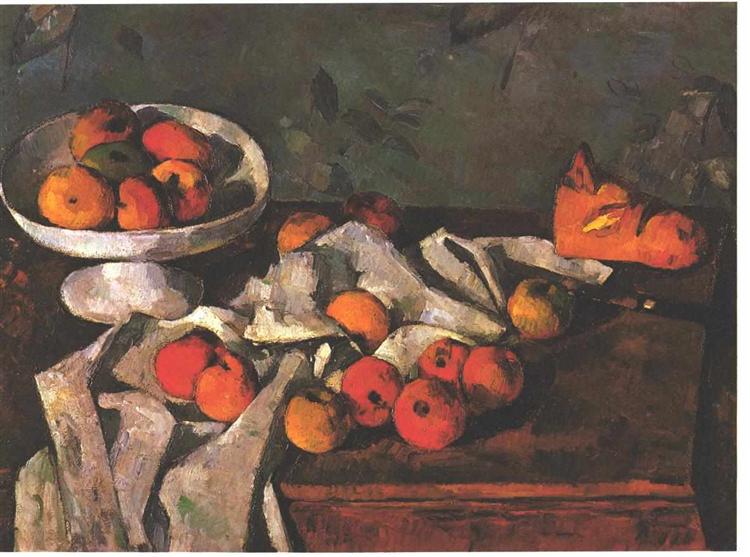 Bodegón con piatto di frutta e mele - 1880