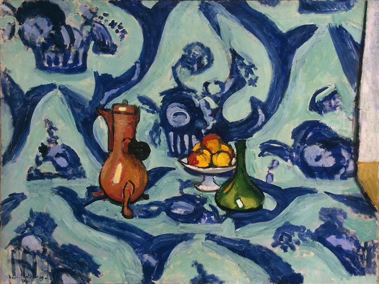 Natureza morta com toalha de mesa azul 1909