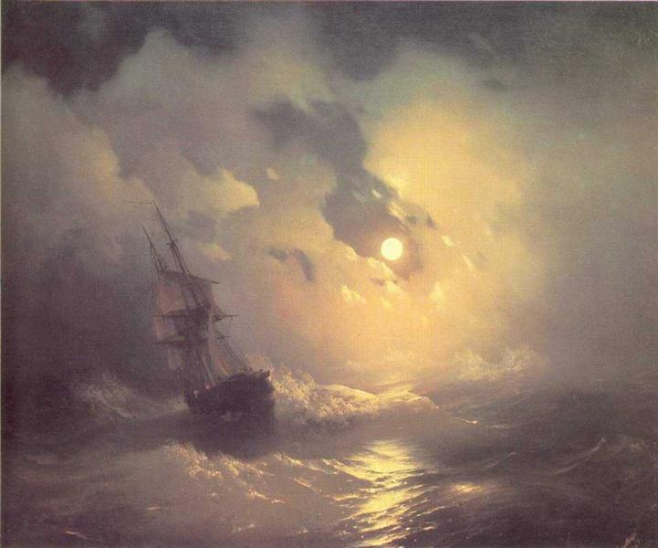 Tempest in the sea at night - 1849