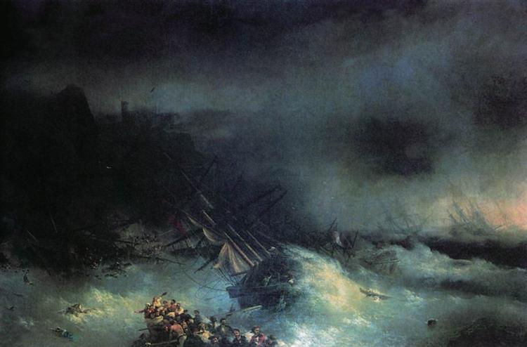 Tempête. Épave du navire étranger - 1855