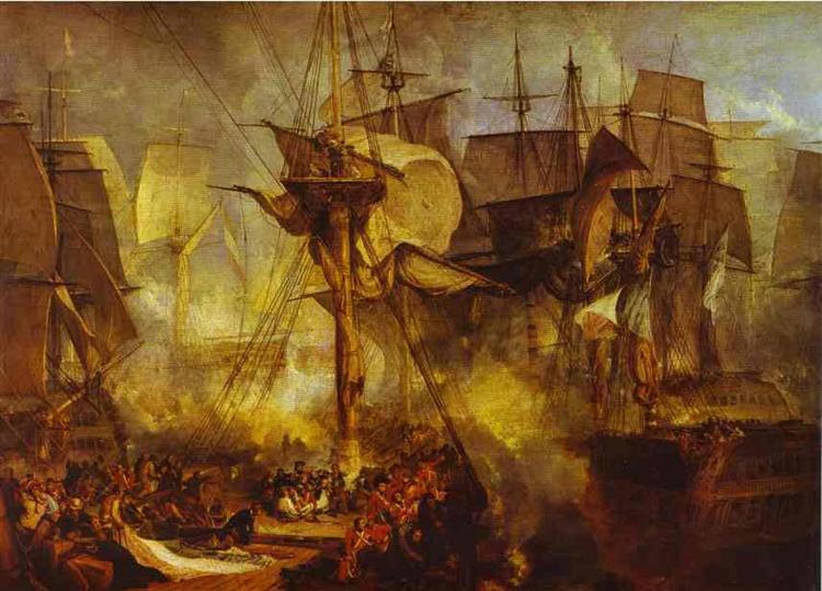 A Batalha de Trafalgar, vista a partir dos Obenques da vitória do pai de Mizen, 1808
