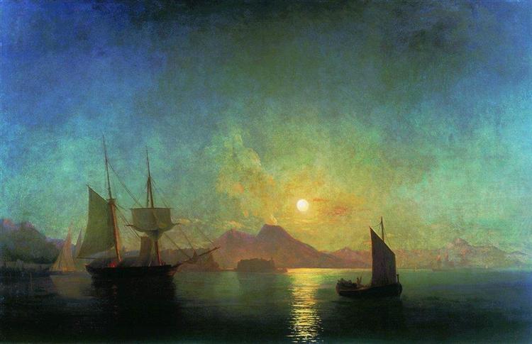 Golful Napoli în lumina lunii - 1842