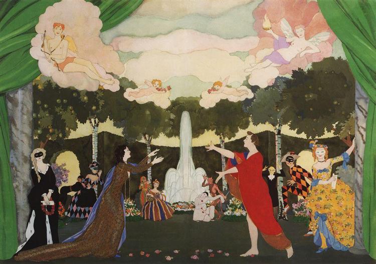 O Esboço do Pano de Fundo para o Teatro Livre de Moscovo - 1913