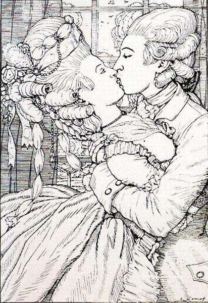Le baiser. Illustration pour le livre de La Marquesa - 1908