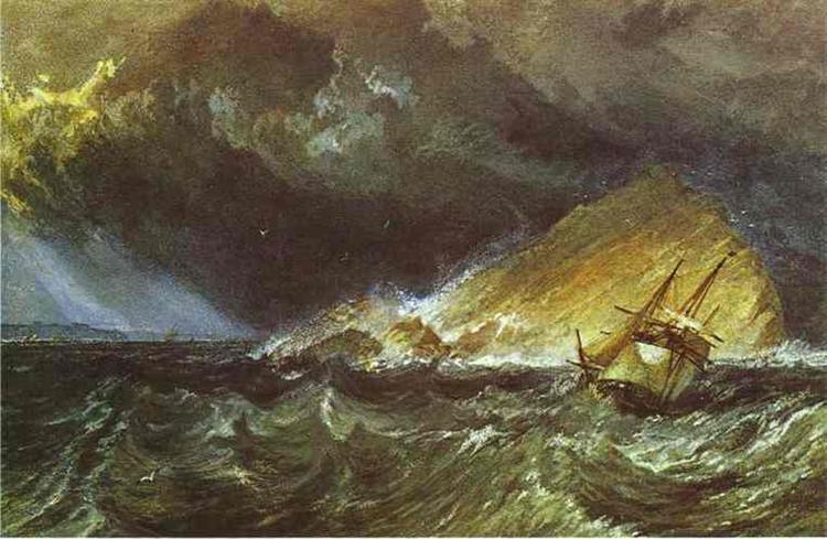 A pedra Mew na entrada de Plymouth Sound - 1814
