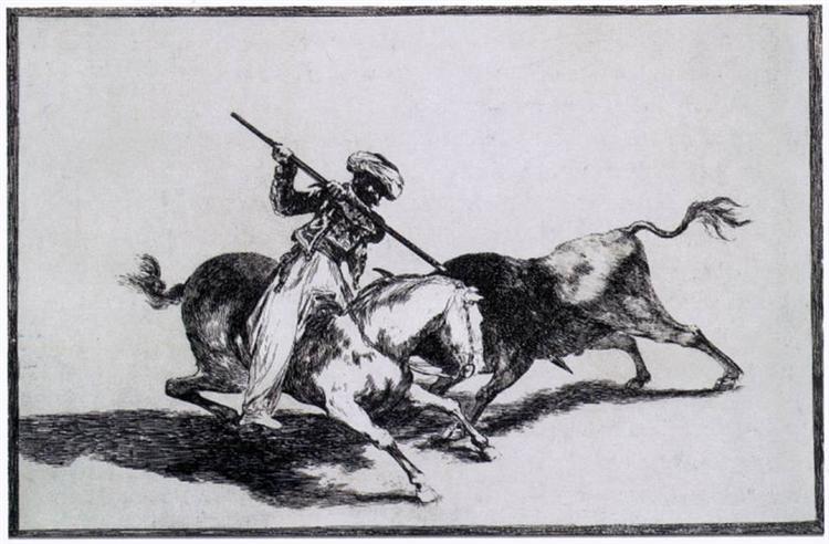 Gazul mauretański jest pierwszym, który walczy z Bulls z włócznią - 1816