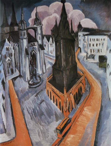 The red tower of Halle - 1915,