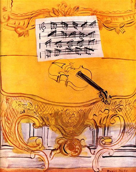 The yellow console with a violin - 1949