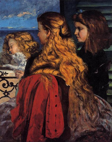 Trois filles anglaises dans une fenêtre - 1865