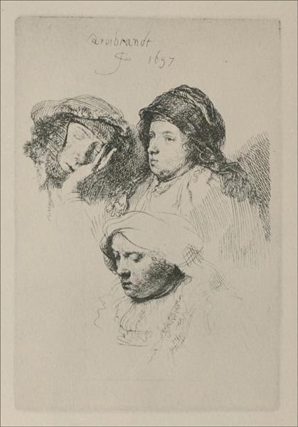 Trois têtes féminines et un sommeil - 1637