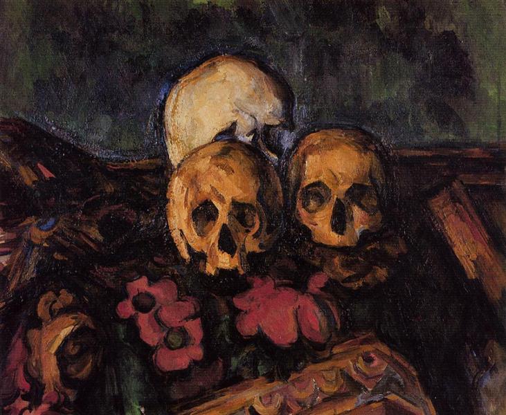 Tre kranier på et stemplet tæppe - 1900