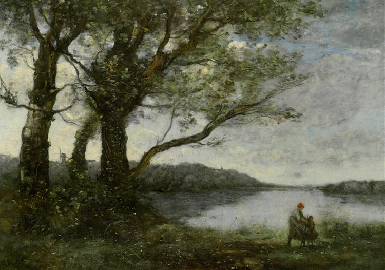 Drei Bäume mit Blick auf den See.