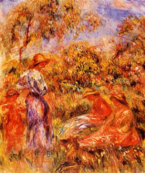 Drei Frauen und ein Kind in einer Landschaft - 1918