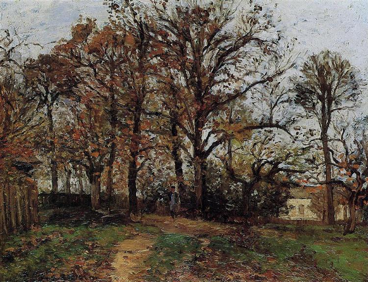 Bäume in einem Hügel - Herbst - Landschaft in Louveciennes - 1872
