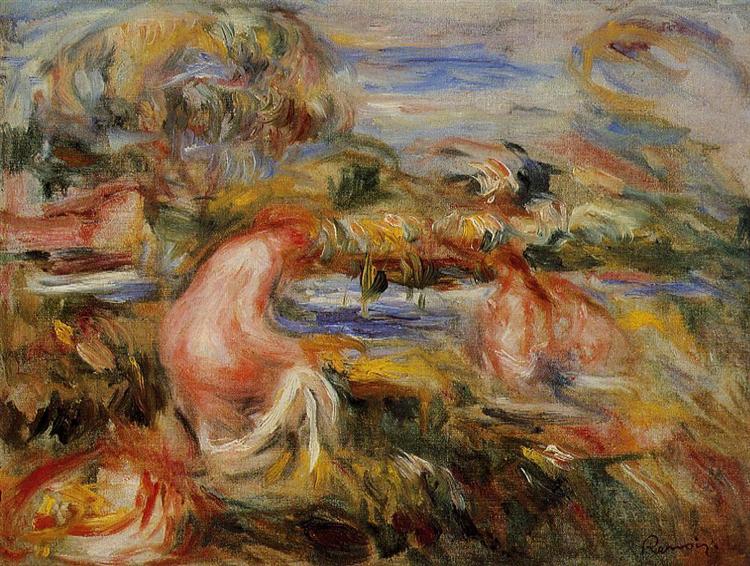 Dos Bañistas En Un Paisaje - 1919