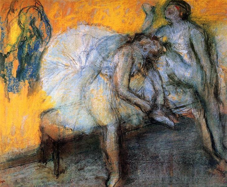 Two Dancers Dressed in Yellow and Pink - 1910