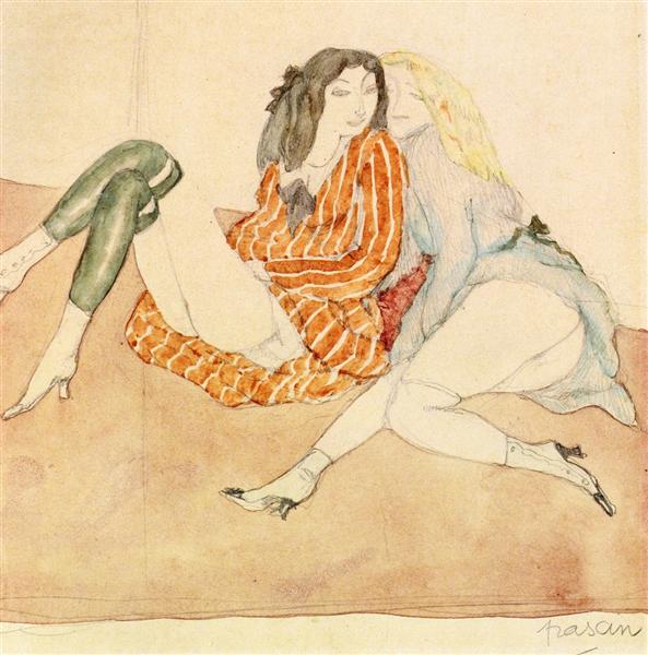 Deux filles sur le sol - 1909