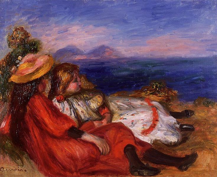 Dwie dziewczynki na plaży - 1895