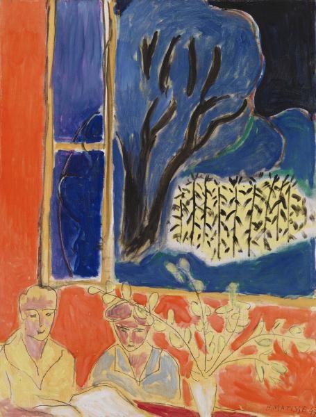 Dwie młode dziewczyny we wnętrzu koralowym, Blue Garden 1947