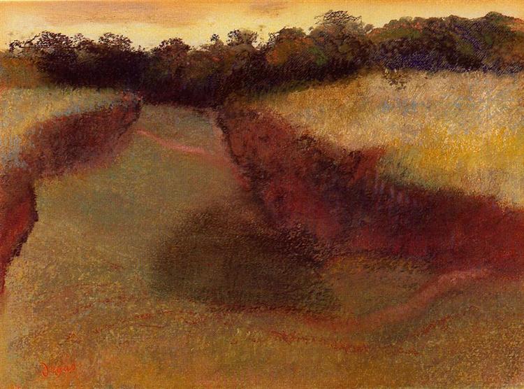Field de blé et lignes d'arbres - 1893