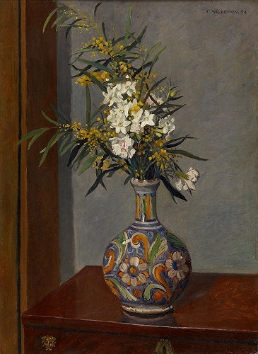 Fleurs blanches dans un vase décoré - 1906