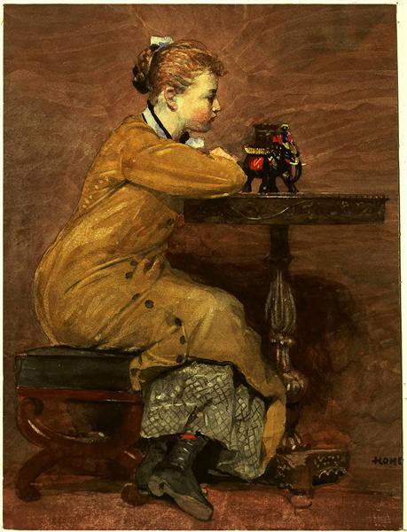 Vrouw en olifant - 1877