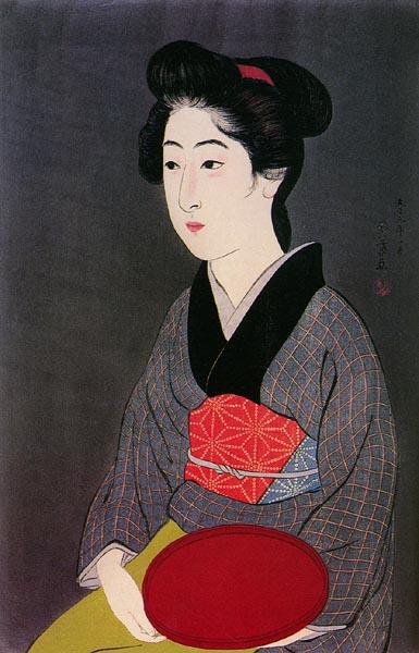 Mulher Segurando Uma Bandeja - 1920