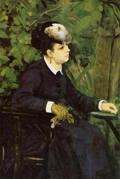 Femme dans un jardin (femme avec une mouette) - 1868