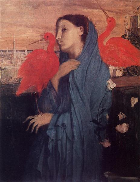 Femme sur une terrasse (jeune femme et ibis) - 1857