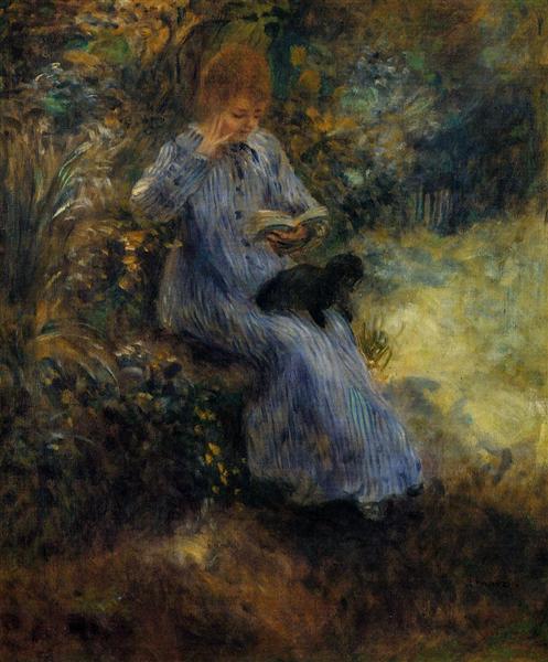 Femme Avec Un Chien Noir - 1874