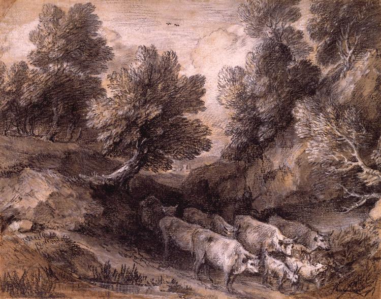 Paesaggio Boscoso con bovini e capre - 1772