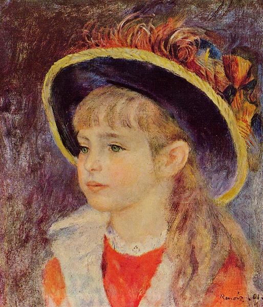 Ung pige med blå hat - 1881