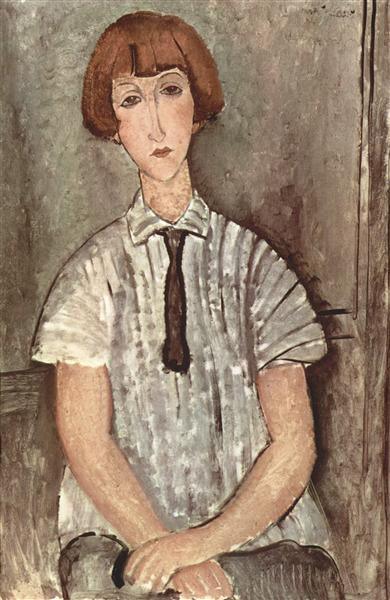 Junges Mädchen mit gestreiftem Hemd - 1917